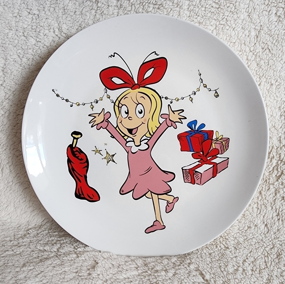 New Dr. Seuss The GRINCH Cindy Lou Who 8" Ceramic serving Plate, vintage cartoon